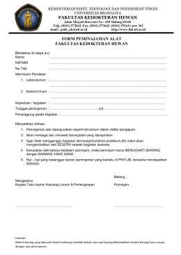 1. Form Peminjaman Alat - Fakultas Kedokteran Hewan