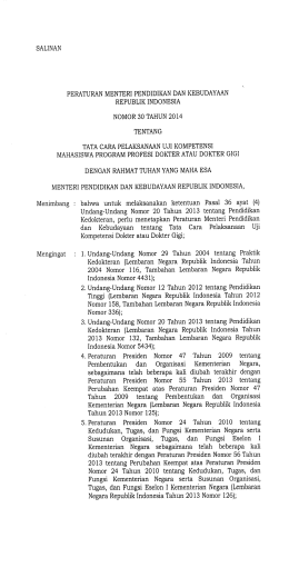 Permenristekdikti Nomor 30 tahun 2014 tentang Tata Cara