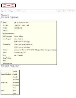 Wisnumurti INFORMASI PERSONAL Nama Dr. Ir