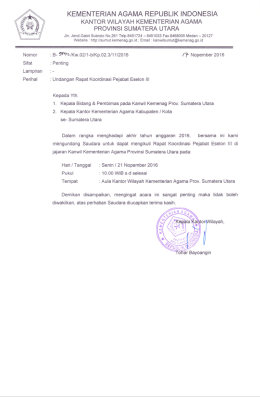 Undangan Rapat Koordinasi Pejabat Eselon III