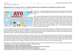 menangkan whta (world halal tourism award) untuk pariwisata