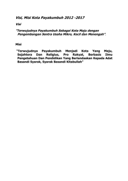 Visi, Misi Kota Payakumbuh 2012 -2017