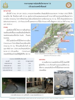 รายงานสถานการณ์แผ่นดินไหว ขนาด 7.8 ประเทศ