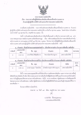 Page 1 ประกาศเทศบาลเมืองไร่ขิง เรือง ประกาศรายชือผู้มีสิทธิสอบคัดเลือก