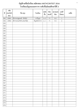 บัญชีรายชื่อนักเรียน สมัครสอบ MATHCONTEST 2016 โรงเรียน