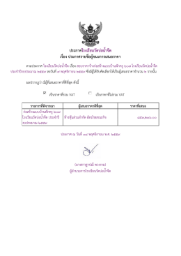 ประกาศโรงเรียนวัดบ่อน้าจืด เรื่อง ประกาศรายชื่อผู้ชนะการเสนอราคา