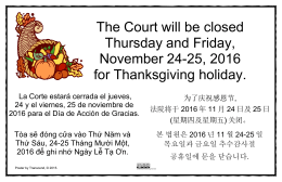 The Court will be closed Thursday and Friday, November 24