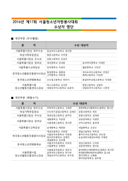 2016년 제17회 서울청소년자원봉사대회 수상자 명단