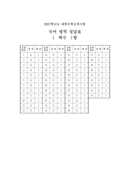국어 영역 정답표 ( 짝수 )형