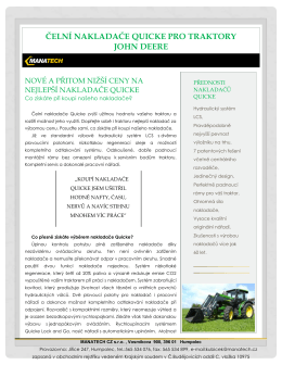 Čelní nakladače Quicke pro traktory john deere