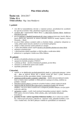Plán třídní učitelky II.A