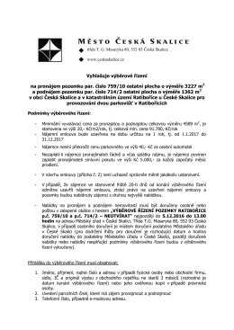 Vyhlášení výběrového řízení na pronájem pozemků