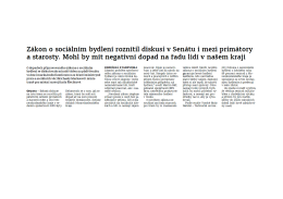 Zákon o sociálním bydlení roznítil diskuzi v Senátu i mezi