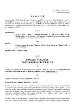 dražební vyhlášku pro elektronickou dražbu