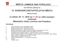 Pozvánka na 14. zasedání Zastupitelstva města Lomnice nad