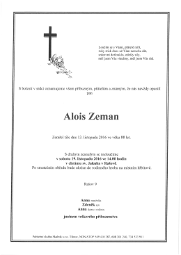 Alois Zeman, Rašov, 88 roků