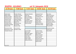 8.30 hod. 9.00 hod 9.30 hod. 10.00 hod. 10.30 hod ROZPIS