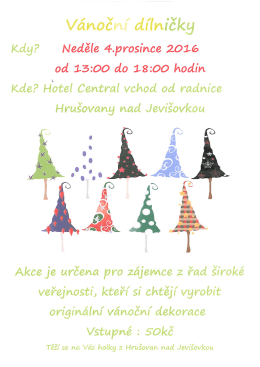 POZVÁNKA - Vánoční dílničky - 4.12.2016