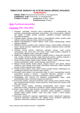tématické okruhy k bakalářské státní zkoušce kpm/sbzpm
