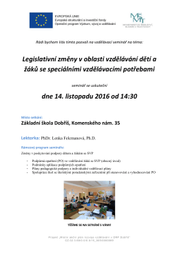 Pozvánka na vzdělávací seminář 14.11.2016 - Brdy