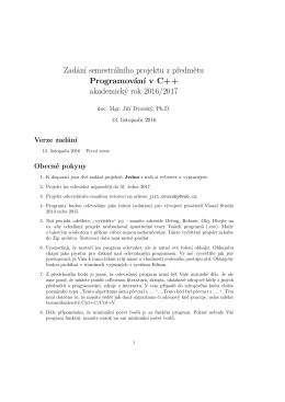 Zadání semestrálního projektu z předmětu Programování v C++