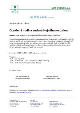 ukázková hodina ZŠ Jablonné nad Orlicí