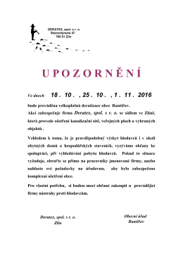 velkoplošná deratizace obce Rantířov.