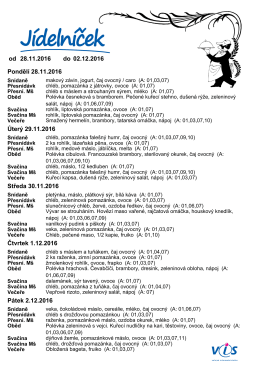 jidelnicek &ndash; 28.11. &ndash; 2.12.2016