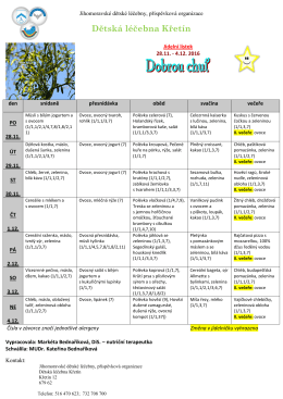 28. 11. 2016 - 04. 12. 2016 - Jihomoravsk&eacute; dětsk&eacute; l&eacute;čebny, p.o.