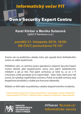 Informatick&yacute; večer FIT Den v Security Expert Centru