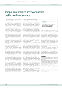 Terapie cerebrálních arteriovenózních malformací – observace