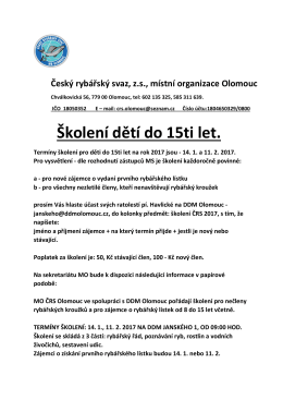 Školení dětí do 15ti let.