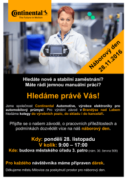 Hled&aacute;me pr&aacute;vě V&aacute;s!