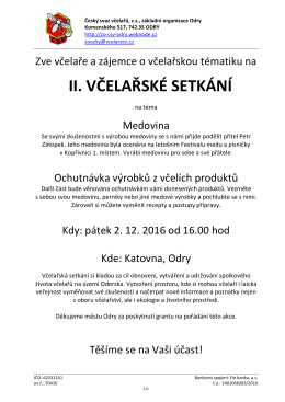Česk&yacute; svaz včelařů, ZO Odry - 2. včelařsk&eacute; setk&aacute;n&iacute; na t&eacute;ma medovina