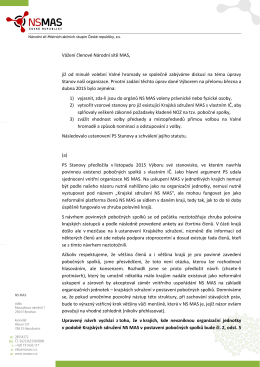 Vážení členové Národní sítě MAS, již od minulé volební
