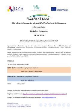 informační den Na kafe s Erasmem+ 29. 11. 2016