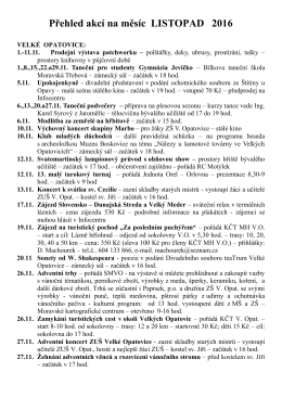 Velké Opatovice a okolí - Přehled akcí na měsíc listopad