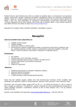 ELI Beamlines - nabídka zaměstnání