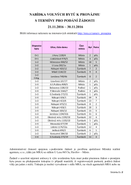 nabídka volných bytů k pronájmu s termíny pro podání žádosti 21.11