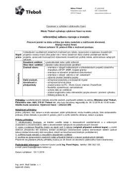 Výběrové řízení - referent(ka)