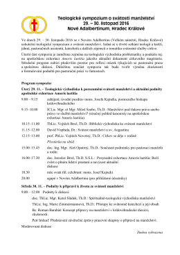 Teologické sympozium o svátosti manželství 29. – 30. listopad 2016