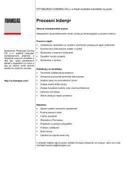 Procesní Inženýr - Foamglas GLOBAL