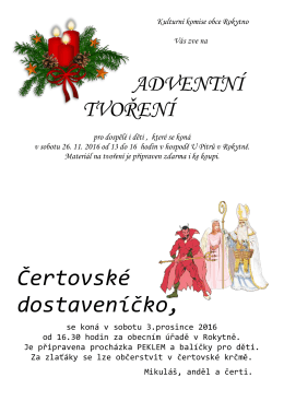 ADVENTNÍ TVOŘENÍ Čertovské dostaveníčko,