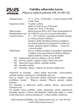 Nabídka odborného kurzu Příprava teplých