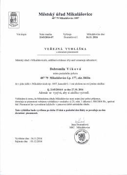 Veřejná vyhláška o doručení
