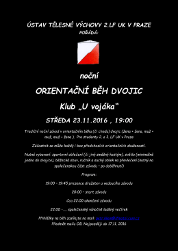 noční ORIENTAČNÍ BĚH DVOJIC Klub „U vojáka“