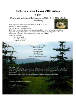 Běh do vrchu Lesný (983 m/m) 7 km Cyklistický klub Sportblažek.cz