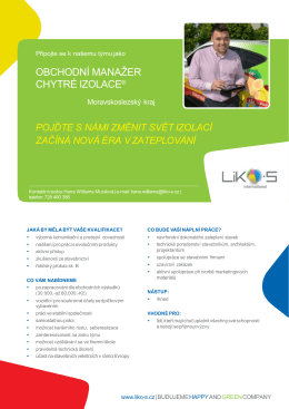 obchodn&iacute; manažer chytr&eacute; izolace - LIKO-S