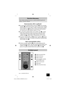 Stručná informace Ovládací panel