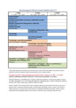 Harmonogram SZZ pro zimní období 2016/17